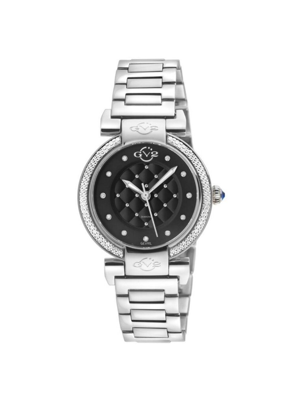 NWT Gv2 By Gevril Berletta Quartz Diamond Black Dial Ladies Watch